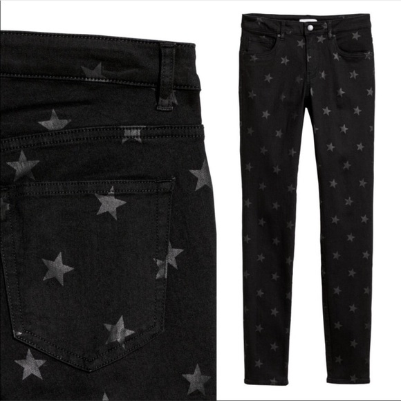 Hu0026M | Jeans | Hm Black Skinny Jeans With Black Stars Size 2 | Poshmark